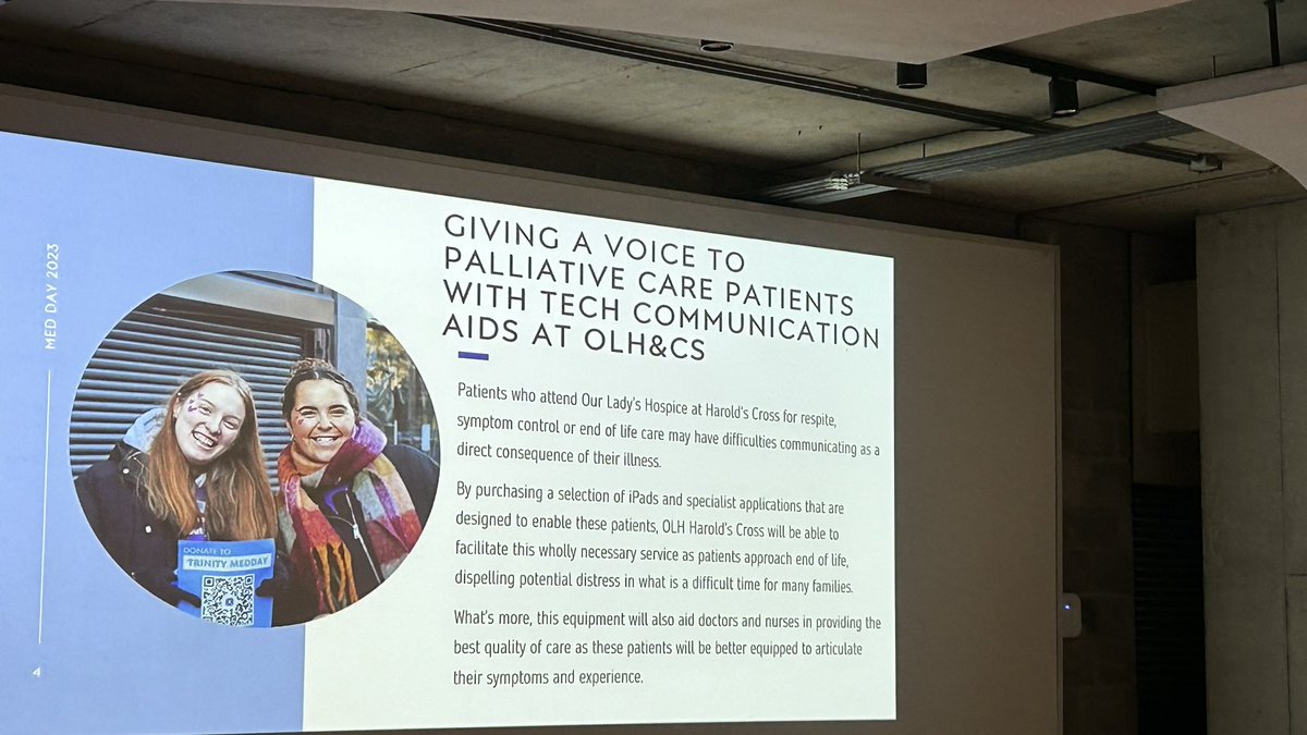 Delighted to have attended the Trinity BioSoc Awards ceremony as a beneficiary of Trinity Med Day Fundraising, on behalf of the Speech and Language Therapy Department @ourladyshospice. Supporting people with communication difficulties. @AIIHPC @IMNDA @DementiaSLT @TrinityMedDay