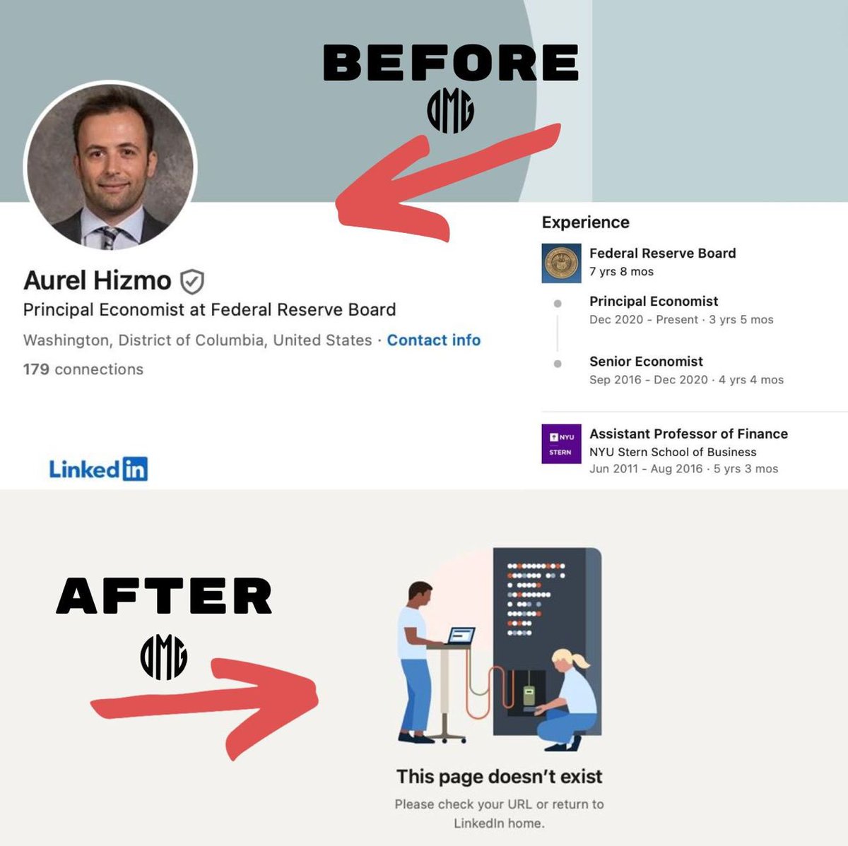 DELETED: Aurel Hizmo, Principal Economist at @federalreserve TAKES DOWN his LinkedIn. We saved everything. And have more video coming today…