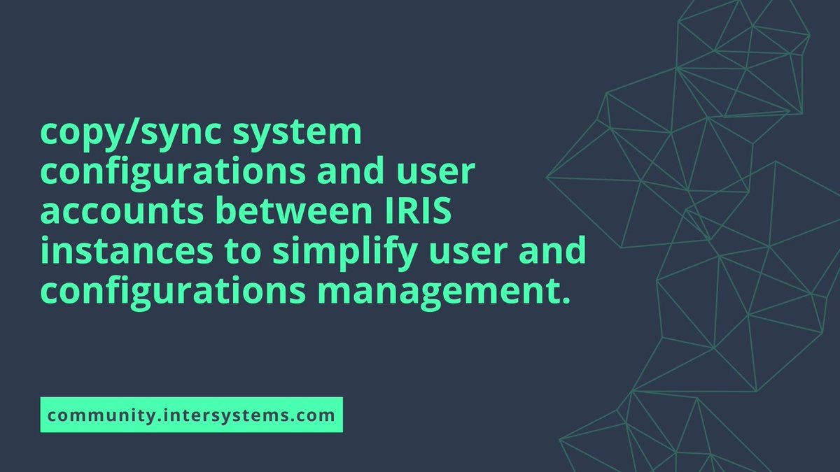 🔄 Seamlessly copy and sync user accounts, system settings, and more between #InterSystemsIRIS instances for a smoother development and deployment experience 👇 community.intersystems.com/post/copysync-… Boost productivity and save time!