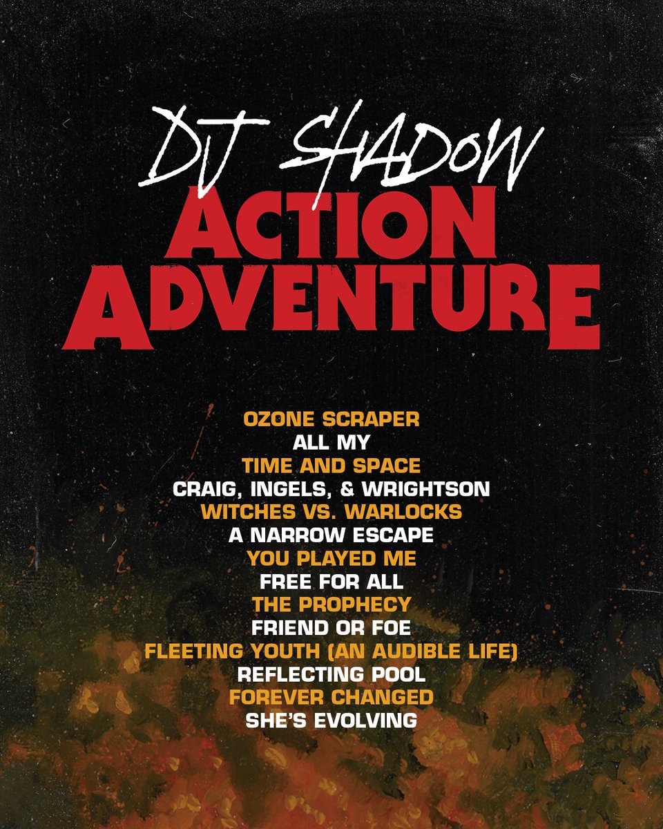 Action Adventure album tracklist. 🎧 Listen at: djshadow.lnk.to/actionadventure