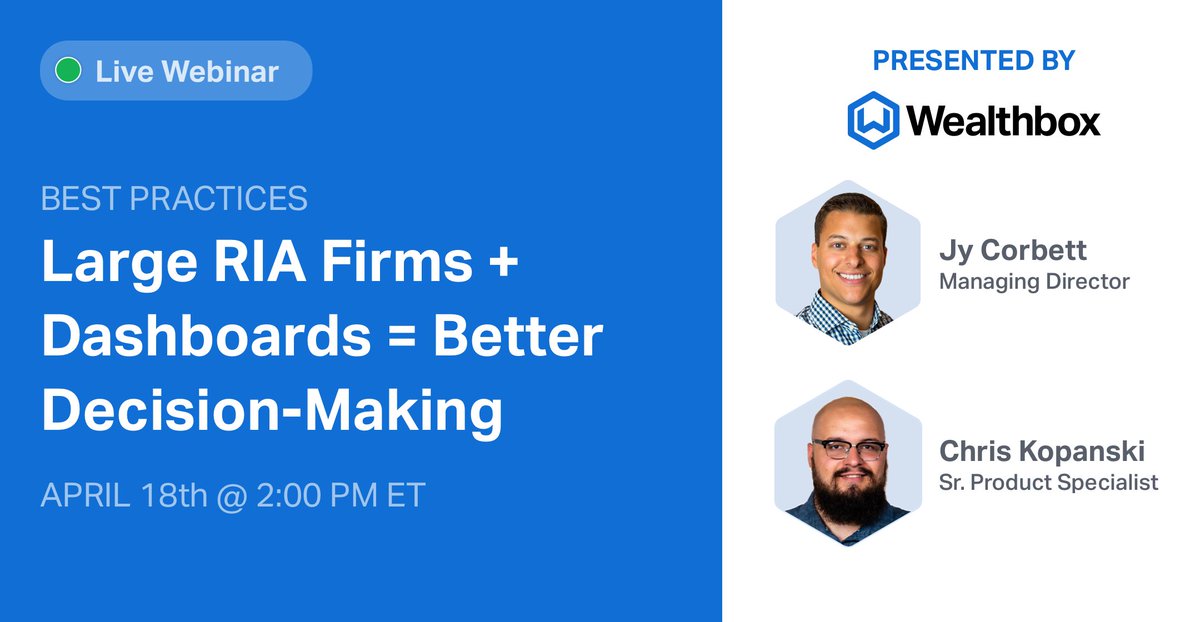 Advisors, make sure you're signed up for our product webinar featuring Enterprise Dashboards on Thurs 4/18 at 2 PM ET 👉 bit.ly/3UcUVqo