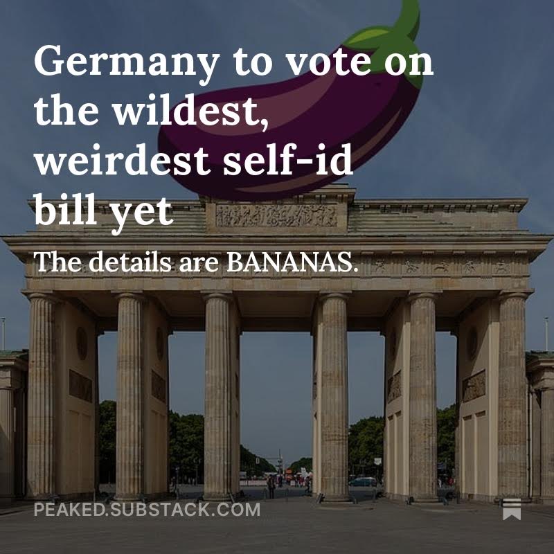 All eyes on Germany tomorrow as lawmakers vote on the most extreme self-id law yet proposed.

Latest from me on substack, with @ronalyze and @LSquadBerlin. Link in bio. #Selbstbestimmungesgesetz