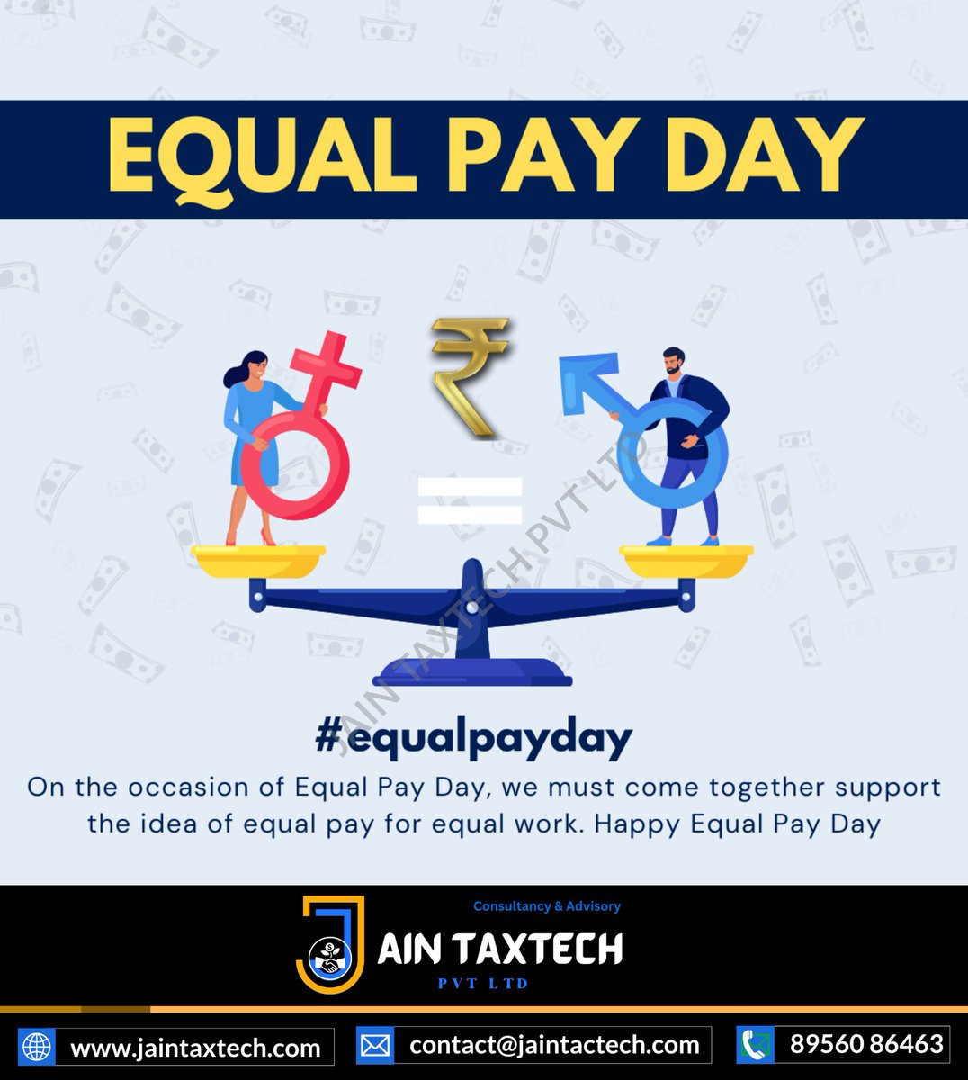 Today marks Equal Pay Day, a reminder of the ongoing fight for gender pay equity. Let's strive for a world where everyone receives fair and equal compensation for their work. we stands with the pursuit of equal pay for all. 💼💰 #EqualPayDay #GenderEquality #JainTaxTech