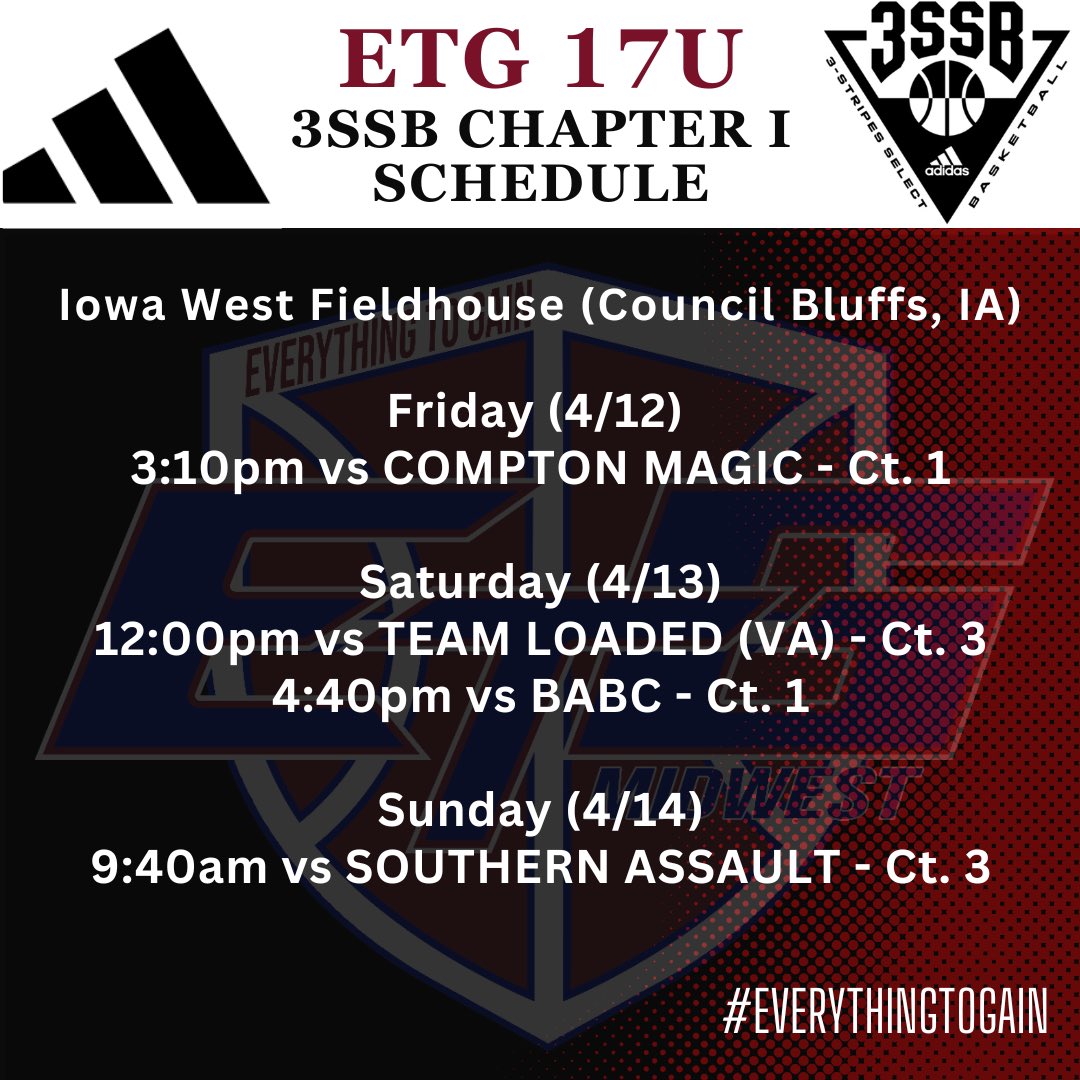 Adidas #3SSB Chapter I 😤 ETG 17U Roster & Schedule #EverythingToGain @3SSBCircuit