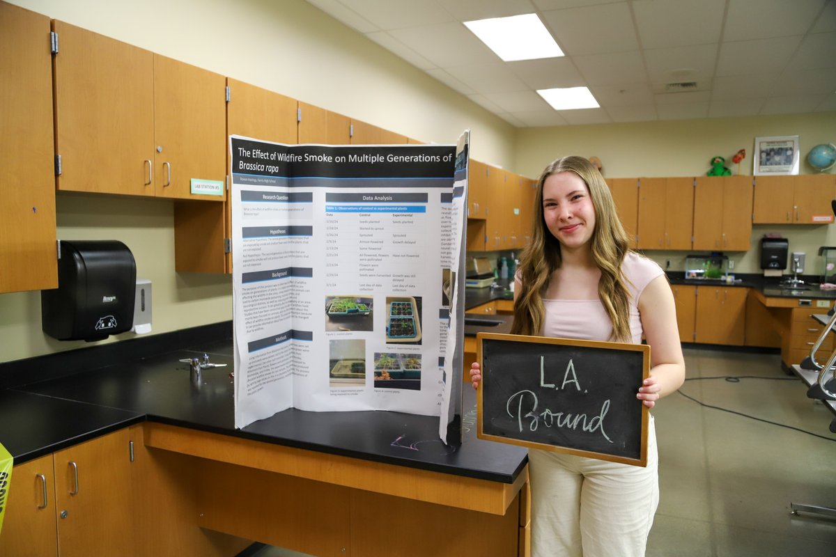 In May, 4 SPS students are now headed to the Regeneron International Science and Engineering Fair in Los Angeles! Lewis and Clark's Padmaja Senthil Kumar and Amanda Nguyen will present projects, and Ferris' Rowan Hastings and Sacajawea's Ava Brattebo will attend as observers.