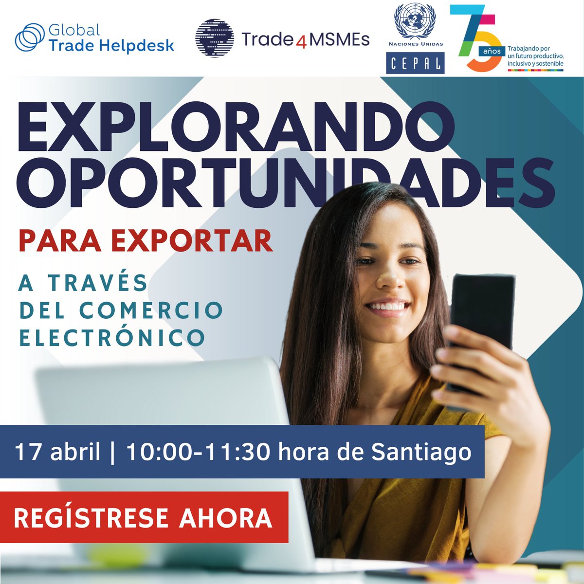 Join @ITCnews' webinar 'Explorando Oportunidades Para Exportar a Través de Comercio Electrónico' to learn about 4 digital tools aiding in #ecommerce #export. The webinar will be held in Spanish April 17 @ 10:00 CLT. Register: bit.ly/3vOuvSq #ConnectingBusinessesGlobally