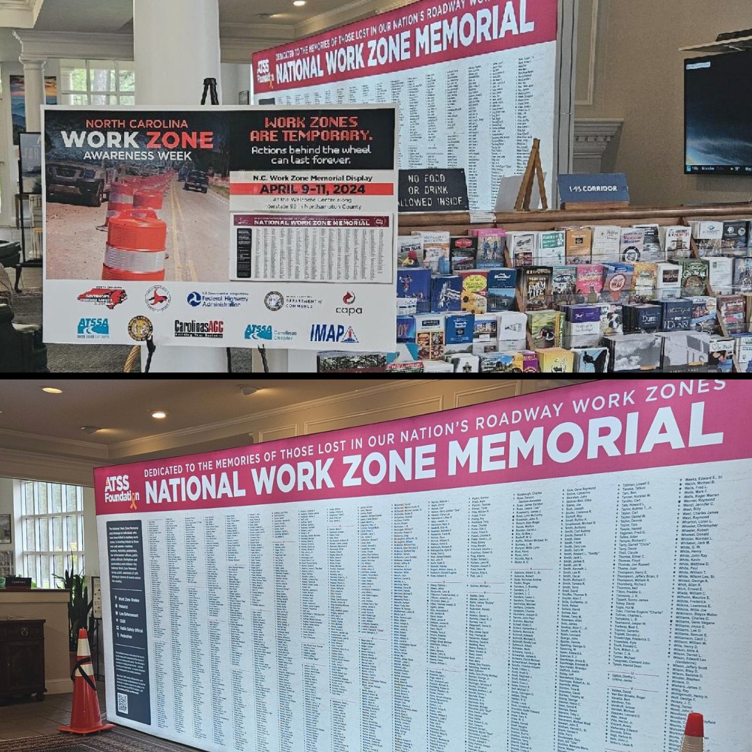 ATSSAHQ's tweet photo. #NWZAW events have begun. @NCDOT kicked off their National Work Zone Awareness Week by hosting the #ATSSFoundation National Work Zone Memorial at North Carolina's Welcome Center off I-95. Learn more about NWZAW at https://t.co/oJIuQegdek. #SaferRoadsSaveLives https://t.co/McGrTqZpgv