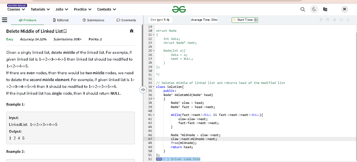 PrasherCodes's tweet photo. Day 90 #100daysofcodechallenge : Delved into the "Delete Middle of Linked List" problem in DSA. Managed to tackle the challenge of removing the middle node from a linked list with finesse, advancing my skills in data structures! 💻🔗 #coding  #ProblemSolving https://t.co/T56p0LLT0B