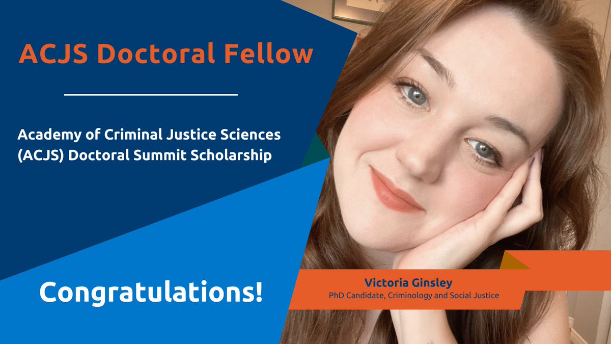 Congratulations to Victoria Ginsley, PhD Candidate in @ontariotech_u's Criminology and Social Justice program, on receiving the ACJS Doctoral Fellowship! Learn more about this competitive scholarship here: bit.ly/3vPpYiI.