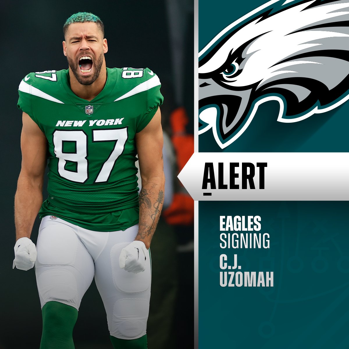 Eagles expected to sign TE C.J. Uzomah to one-year deal. (via @rapsheet + @mikegarafolo)