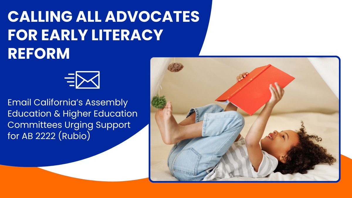 Statewide, less than half of all CA children are proficient readers. This is why FIS is cosponsoring #AB2222 (Rubio) to end this #literacycrisis & calling on you to send an email of support for the bill: English: secure.everyaction.com/KzYEK-day0aSL-… Spanish: secure.everyaction.com/eU1dWyQa1EKE0J…