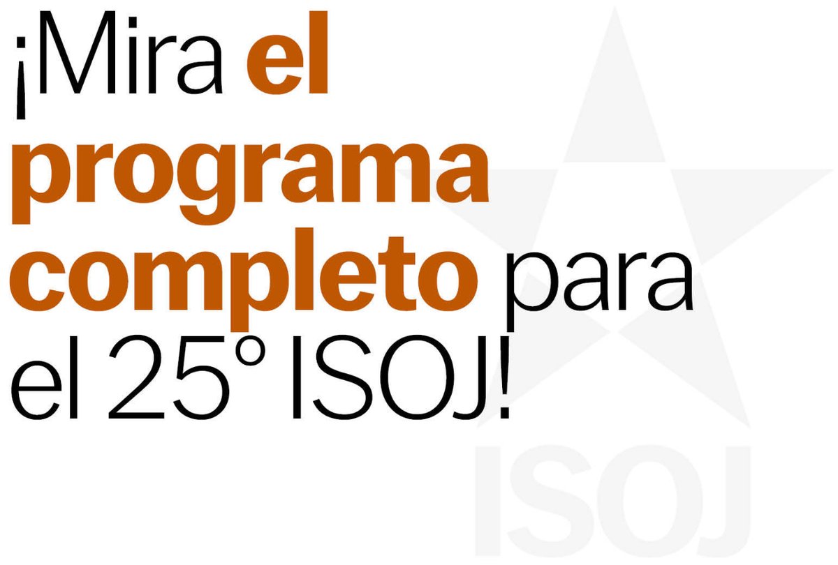 Con más de 70 ponentes de medios de comunicación de todo el mundo y cinco increíbles oradores principales, ¡@25thISOJ se complace en anunciar su programa completo para su 25 aniversario! Obtenga más información al respecto aquí: bit.ly/programa-isoj