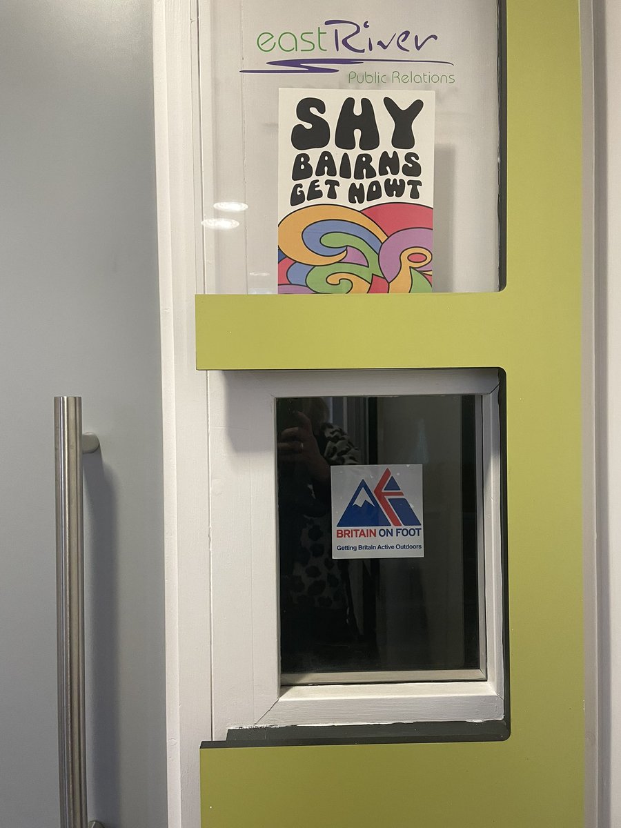 EastRiverPR's tweet photo. Bit of a blast from the UK outdoor industry past on our office door 🚶 https://t.co/GOaVkm3QMB