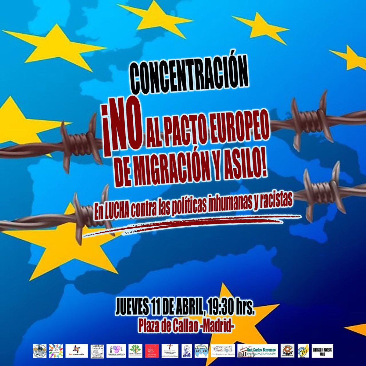 cgtzonasur's tweet photo. FRONTERAS | Hoy toca estar en #Callao #Madrid, contra la #EuropaFortaleza.

¡No al pacto de europeo de Migración y Asilo!

#QueNoTeVendanElPacto

La #LeyDeExtrangería mata gente cada día! https://t.co/60UxVCSHBw