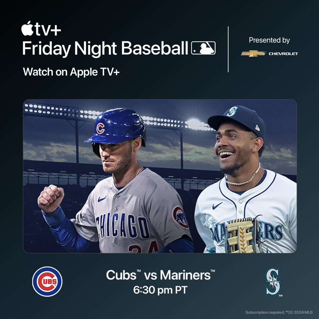 #FridayNightBaseball coming 🔜 We return home to take on the Cubs tomorrow night, exclusively on @AppleTV+. You can sign up for a two-month free trial at apple.co/mlbgift.