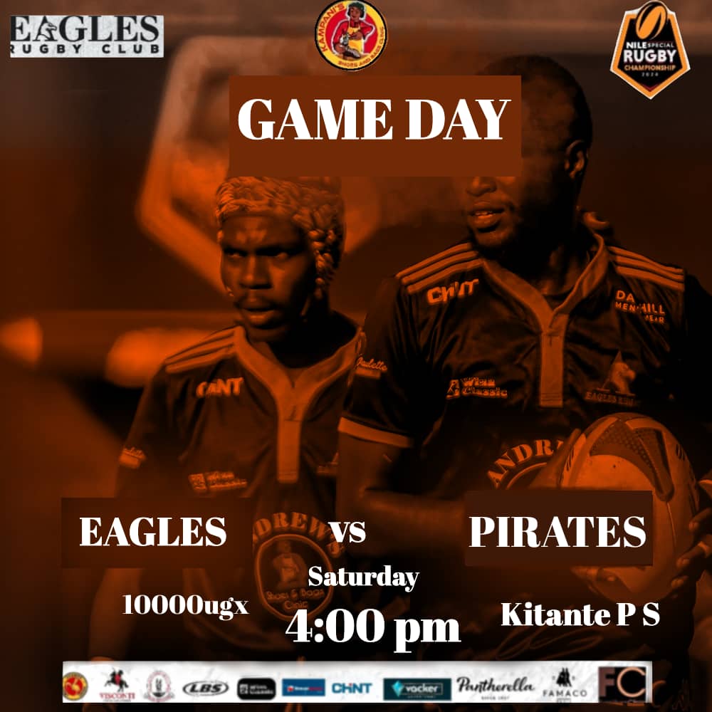 Kitante ignites with Sabunyo Magic this Saturday!!!
🦅 Vs <a href="/piratesrugbyUG/">PIRATES RUGBY</a> 
🏟️: Kitante Primary School Grounds 
🕓:4pm
🎟️:  10,000 UGX  
"Make a difference" ~ Sabunyo Samyl
#Jabbar | #UpTogether | #NileSpecialRugby 
Visit <a href="/kampaniSBC12/">kampani shoesandbagsclinic</a>