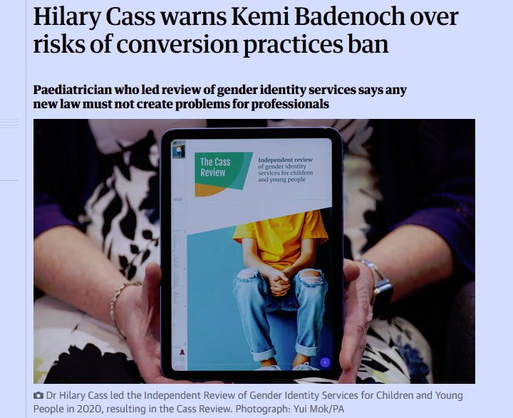 And there it is The NHS under Cass 'warns' Kemi Badenoch not to ban conversion therapy. And wants the NHS to take a 'cautious or exploratory approach' #TransRightsAreHumanRights