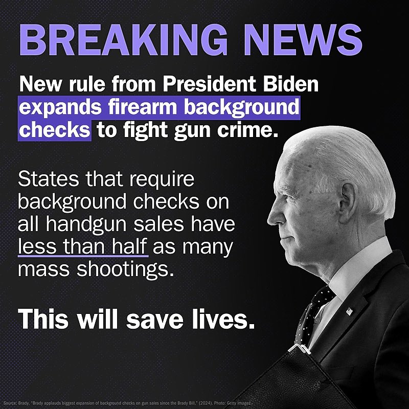 While MAGA only offers 'thoughts & prayers', the Biden Administration is taking historic action to reduce the number of firearms sold without background checks. This will help keep guns out of the hands of domestic abusers & felons. #DyingForGunSaftey #BidenHarris4More