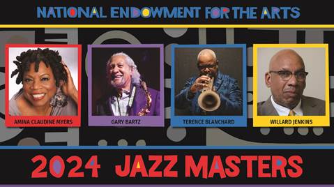 We can't wait to see you—in person or online at arts.gov—for the 2024 NEA Jazz Masters Tribute Concert this Sat, Apr 13 @ 7:30pm ET! Join us as we honor Amina Claudine Myers, Gary Bartz, Terence Blanchard & Willard Jenkins for their dedication to the art of jazz.