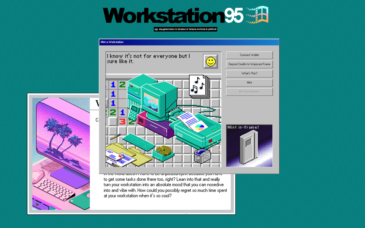 sgt_sl8termelon's tweet image. This is it - months in the making: Workstation95.xyz with @Iteration__ 

You&apos;re at your desk an awful lot, anon, are you okay?