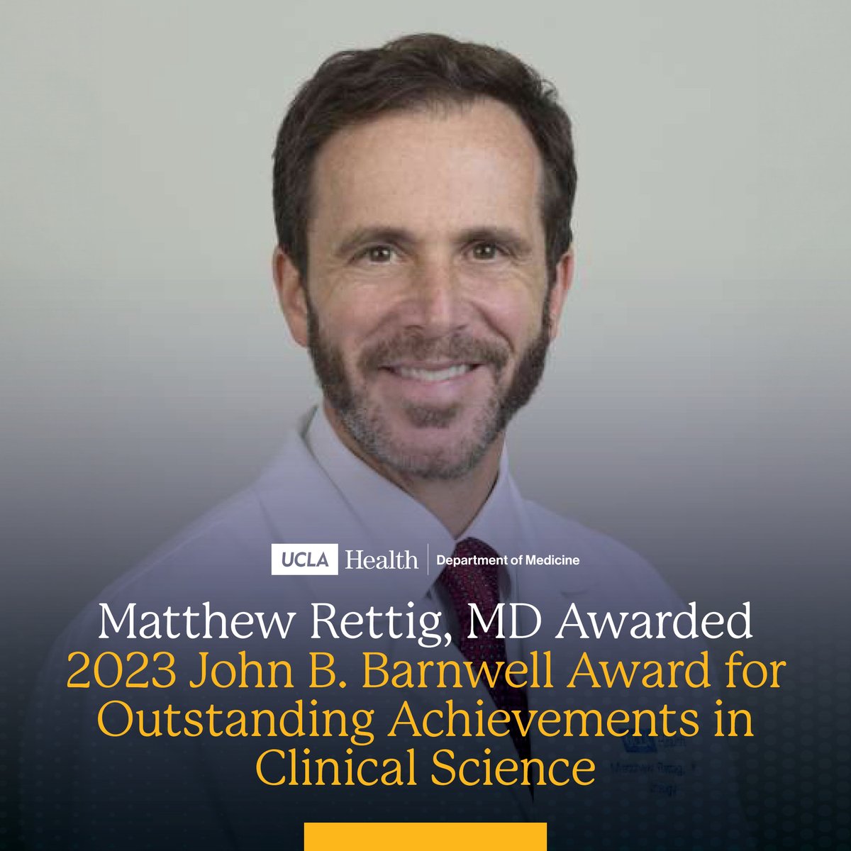 'This award is a testament to the collective efforts of my colleagues and staff, whose dedication has been instrumental in developing and implementing innovative clinical trials and delivering optimal care to our veterans.' - Dr. Matthew Rettig Read more: bit.ly/4aT08Jl