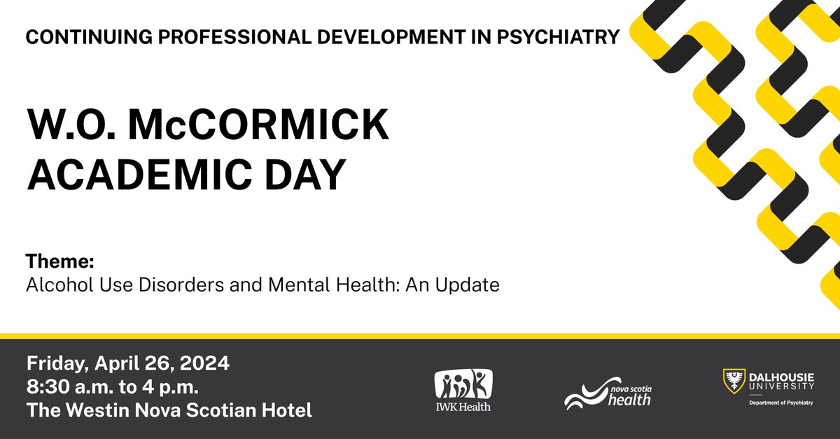 There’s still time to register for our annual W.O. McCormick Academic Day! Join us in person on April 26. Registration is open and closes April 18 at Midnight. Learn more & register: dalpsychiatry.ca/s/womad