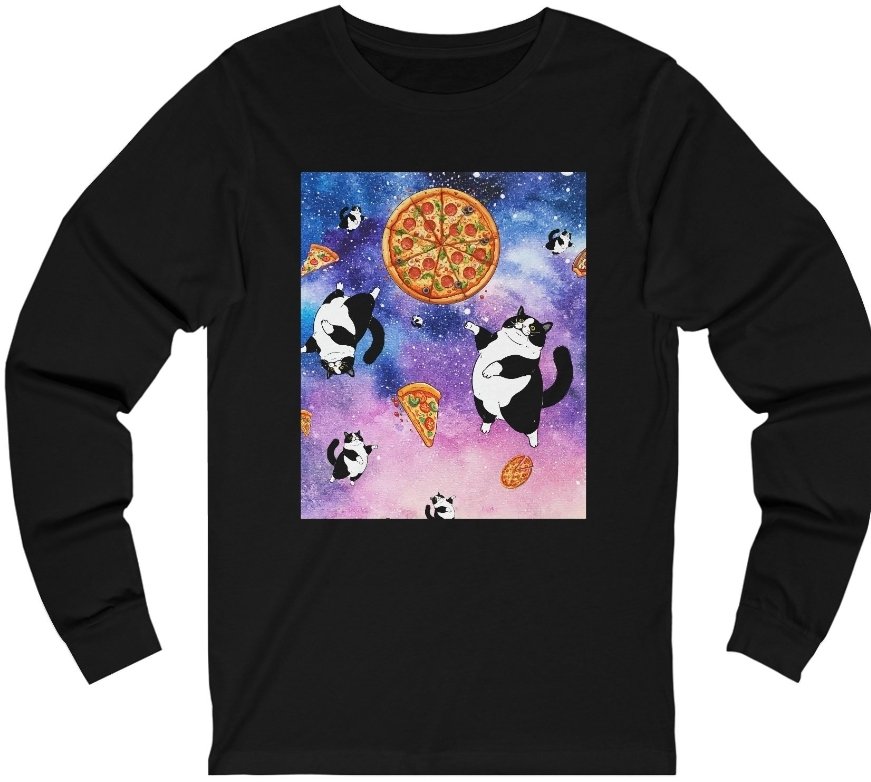 Today's long-sleeve cat shirt pick of the day: pizza cat in outer space! It's about $33 but you can get it for 20% OFF. In fact, you can get ANY item in mine and Blaze and CHeeto's shop for 20% OFF until April 14th, thanks to our friend @OdieOrville : catsareawesomesauce.etsy.com/?coupon=ODIERO…