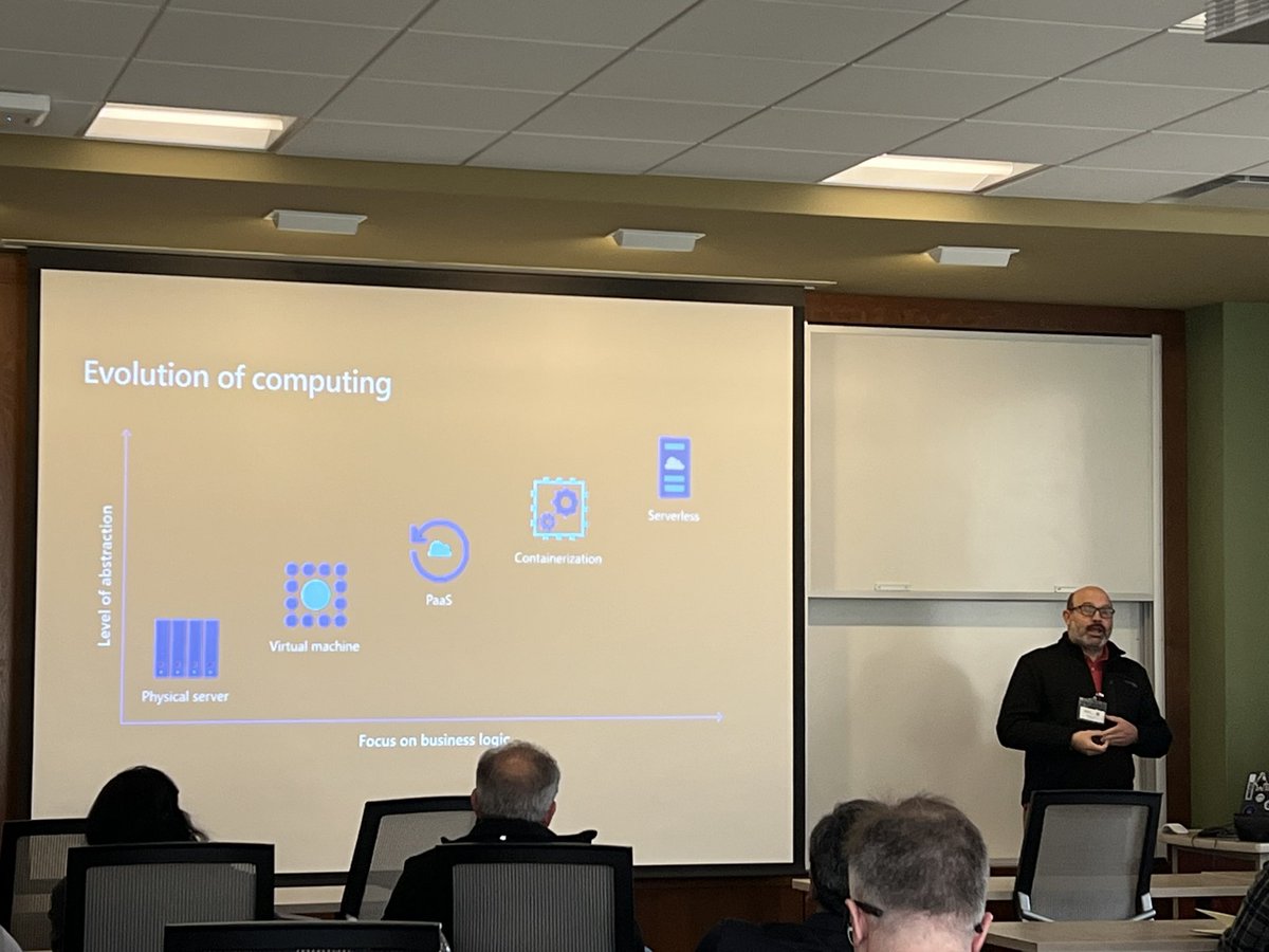 John Richards II (@jrastaban) on Twitter photo #DevOpsMidwest post-lunch session with <a href="/ricardocovo/">Ricardo Covo</a> on thinking serverless.
The path from a physical server to serverless computing. #DevOpsMidwest post-lunch session with <a href="/ricardocovo/">Ricardo Covo</a> on thinking serverless.
The path from a physical server to serverless computing.