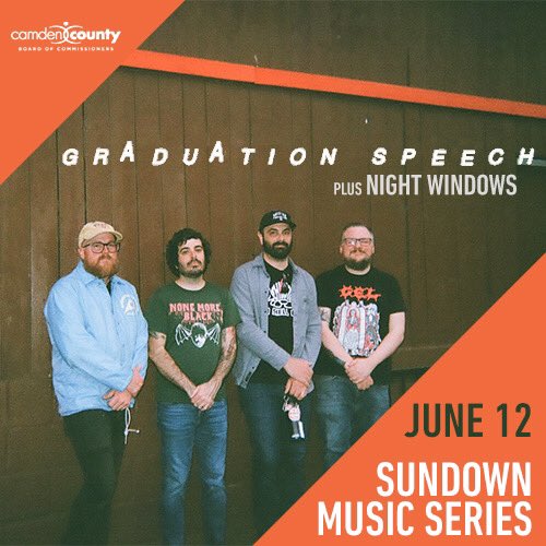 New show! We’re very excited to be teaming up with @camdencountynj for this FREE show at The Dell in Haddon Township, NJ. Our good friends @nightwindows will be joining us.