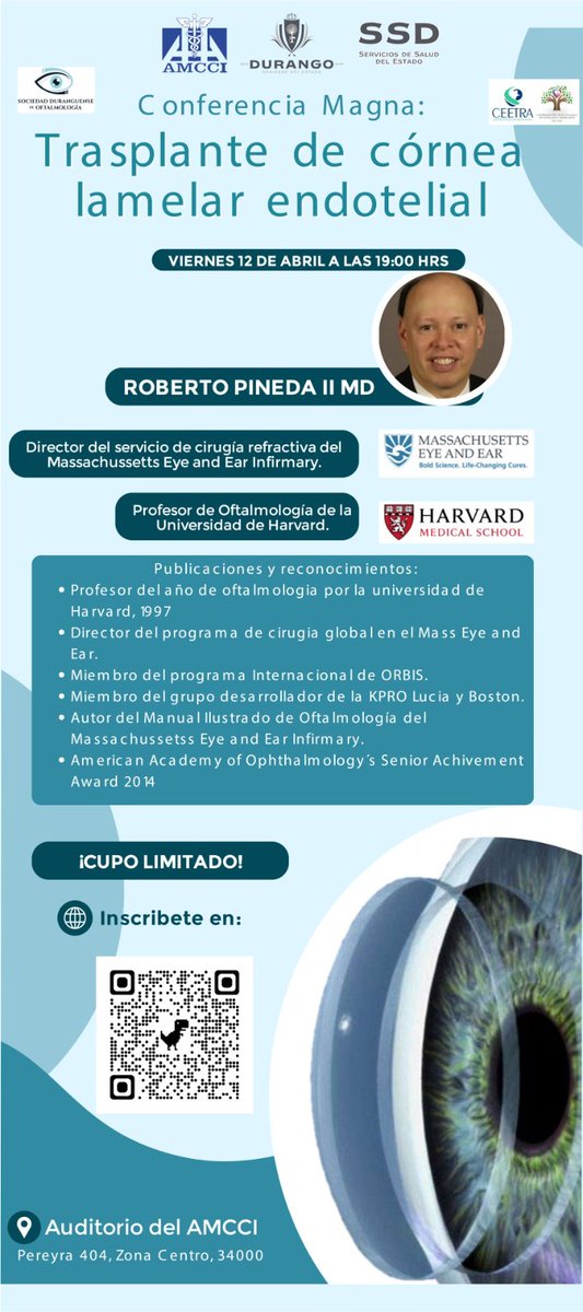 La #SSD invita a médicos oftalmólogos a la Conferencia Magna 'Trasplante de Córnea Lamelar Endotelial' 👁