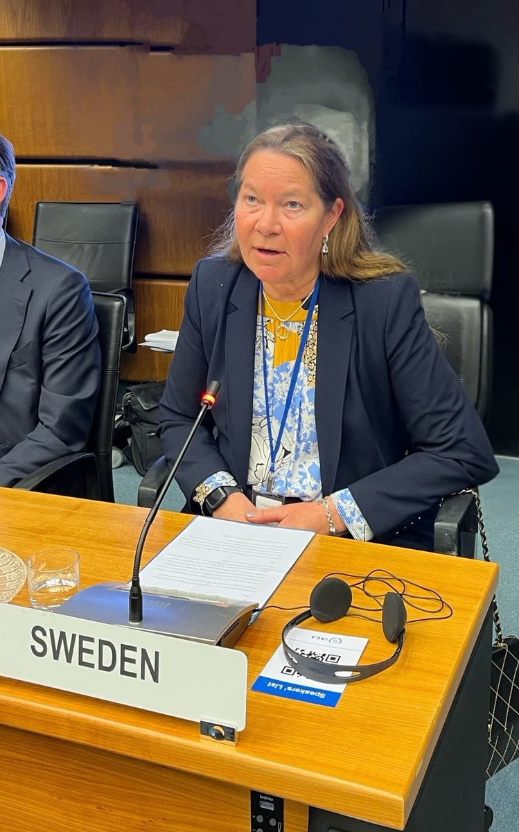 I spole today at the extra board session of the @iaeaorg emphasising Sweden’s unwavering support for #Ukraine and the urgent need for Russia to leave #ZNPP back to it’s rightful owner #Ukraine @SweArmsControl @SwedenUN_Vienna