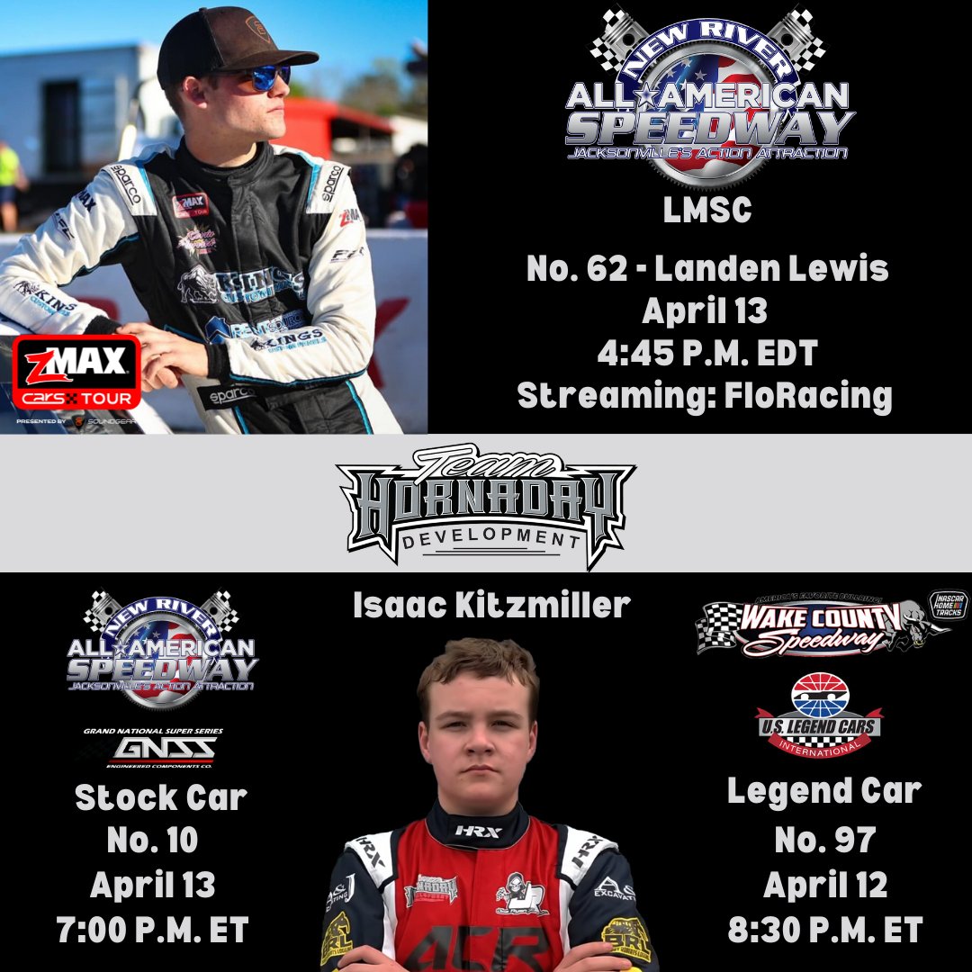 🛞 4 Drivers - 4 Tracks 🗺️

Check out the #TeamHornaday Development race weekend lineup ⤵️