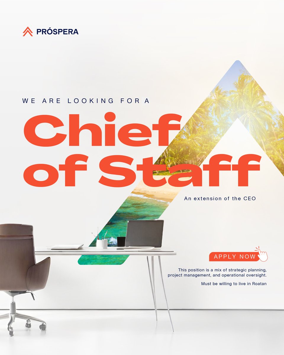 🌟 Join our team at Próspera! We're seeking a Chief of Staff to the CEO to drive strategic initiatives, enhance communication, and ensure alignment with our organizational goals. Are you ready to play a critical role in shaping our future? Apply now at 👉jobs.polymer.co/prospera/30042…