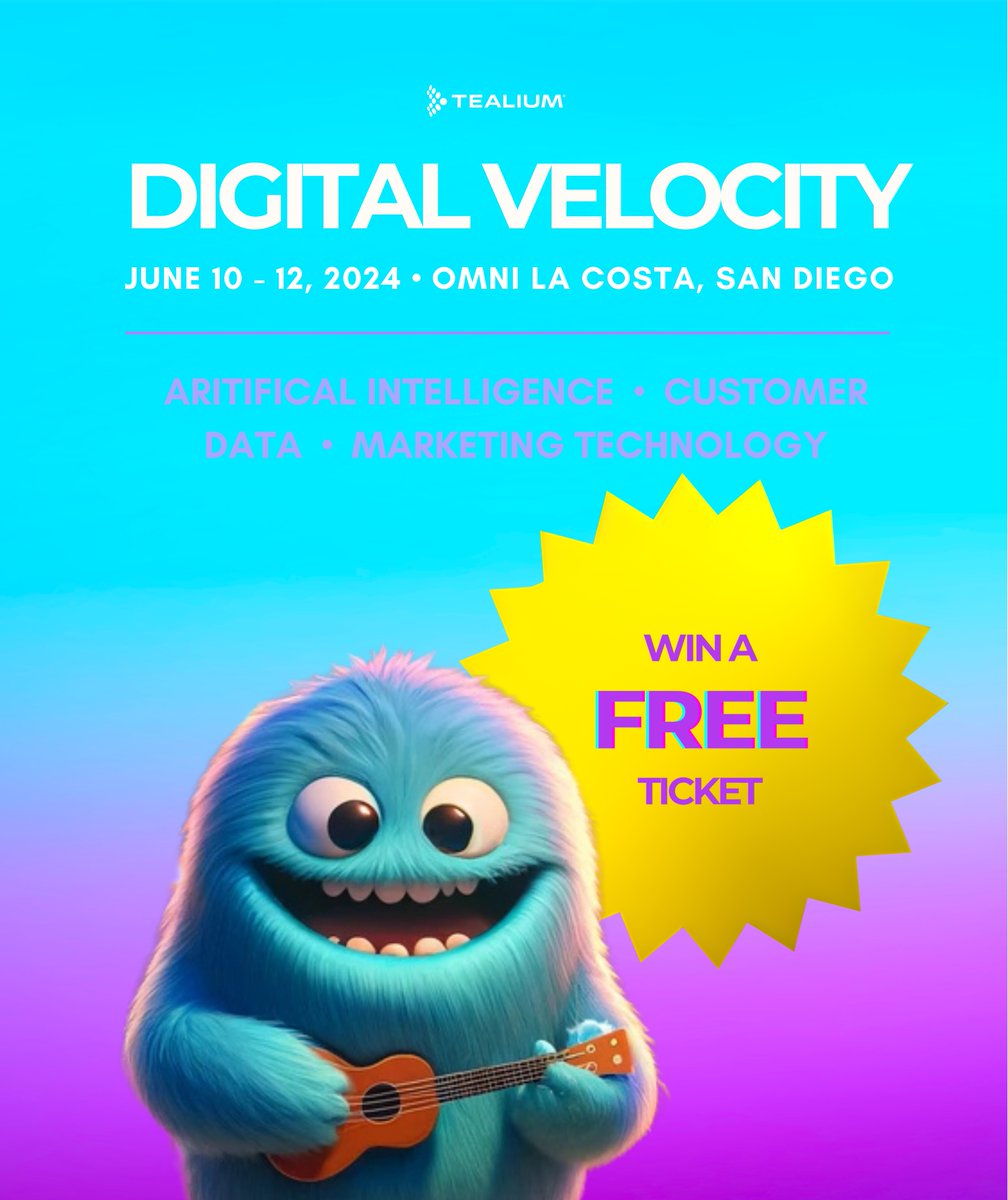 tealium's tweet image. 🚨Want a FREE ticket to Digital Velocity?🚨👇

Win your way into the most exclusive #customerdata and #AI event of 2024. Here&apos;s how to enter:
1️⃣ Follow us (@tealium) 
2️⃣ Reshare this post
3️⃣ Like this post 

*Terms and conditions apply, see comments for details