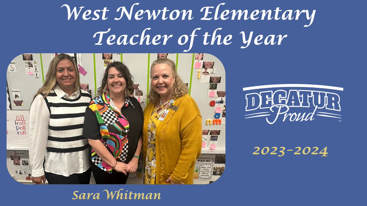 MSDDecaturHR (@msddecaturhr) on Twitter photo Congratulations to West Newton Elementary Teacher of the Year Sara Whitman. Thank you for all that you do! We are #decaturproud of you!
<a href="/wntigers/">West Newton Tigers</a>
<a href="/Steph_Hofer/">Dr. Stephanie Hofer</a>
<a href="/MSDDecatur/">MSD Decatur</a> Congratulations to West Newton Elementary Teacher of the Year Sara Whitman. Thank you for all that you do! We are #decaturproud of you!
<a href="/wntigers/">West Newton Tigers</a>
<a href="/Steph_Hofer/">Dr. Stephanie Hofer</a>
<a href="/MSDDecatur/">MSD Decatur</a>