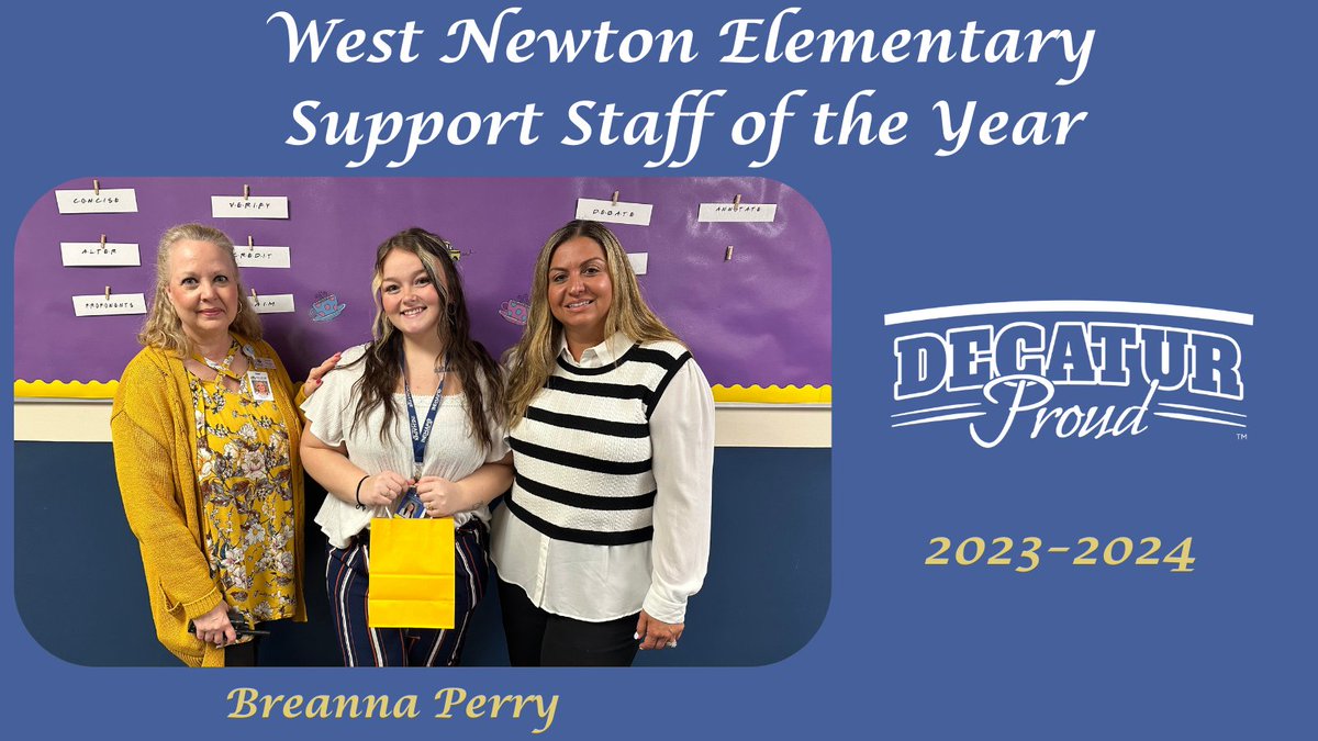 MSDDecaturHR (@msddecaturhr) on Twitter photo Congratulations to West Newton Support Staff of the Year Breanna Perry. Thank you for all that you do! We are #decaturproud of you!
<a href="/wntigers/">West Newton Tigers</a>
<a href="/Steph_Hofer/">Dr. Stephanie Hofer</a>
<a href="/MSDDecatur/">MSD Decatur</a> Congratulations to West Newton Support Staff of the Year Breanna Perry. Thank you for all that you do! We are #decaturproud of you!
<a href="/wntigers/">West Newton Tigers</a>
<a href="/Steph_Hofer/">Dr. Stephanie Hofer</a>
<a href="/MSDDecatur/">MSD Decatur</a>