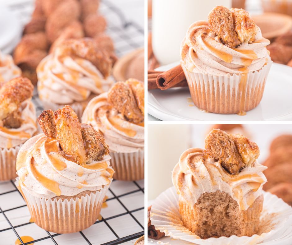 These CHURRO CUPCAKES are perfect for indulging your sweet tooth and bringing a festive vibe to any gathering! 😋 GO HERE for the #recipe:  tinyurl.com/2cuafh5x #ChurroCupcakes #desserts #recipes #easyrecipes #HipMamasPlace