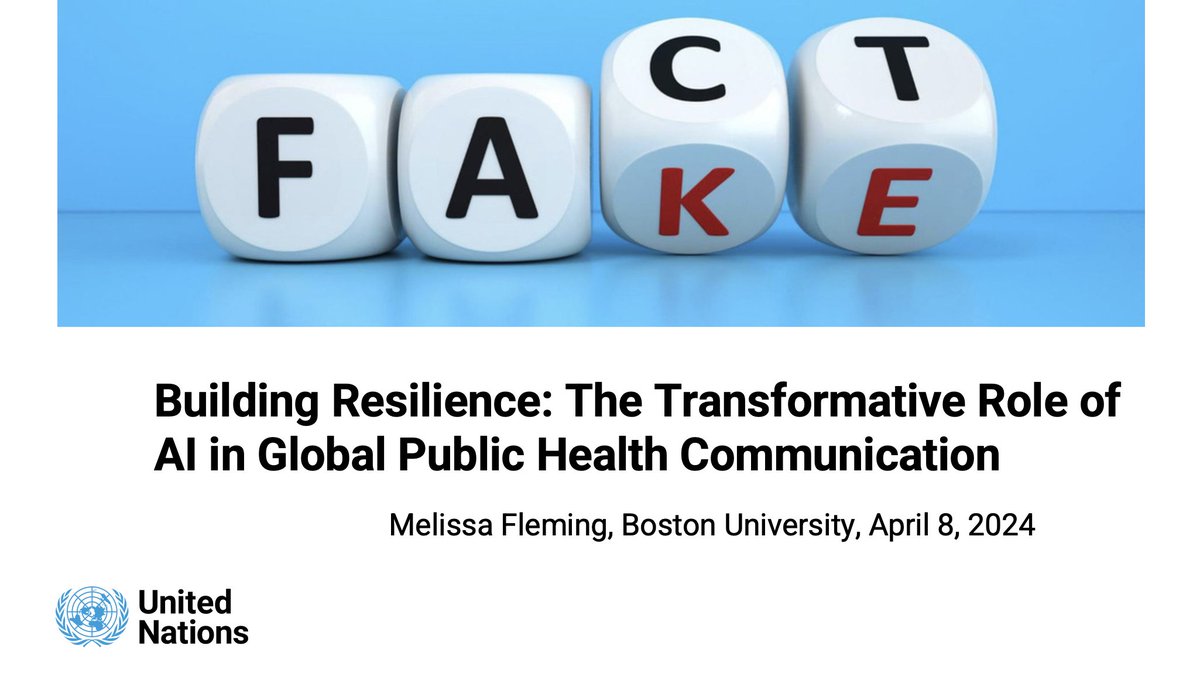 If you missed @MelissaFleming's guest lecture, Building Resilience: The Transformative Role of AI in Global Public Health Communication, on Monday a recording is now available. youtu.be/_nL_79xSU34