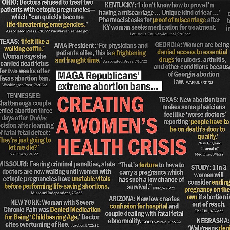 MAGA Republicans' extreme abortion bans are creating a women's health crisis. Pass it on. #RoeYourVote