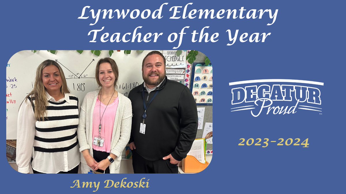 MSDDecaturHR (@msddecaturhr) on Twitter photo Congratulations to Lynwood Elementary Teacher of the Year Amy Dekoski. Thank you for all that you do! We are #decaturproud of you!
<a href="/lynwood_school/">Lynwood Elementary School</a>
<a href="/Steph_Hofer/">Dr. Stephanie Hofer</a>
<a href="/MSDDecatur/">MSD Decatur</a> Congratulations to Lynwood Elementary Teacher of the Year Amy Dekoski. Thank you for all that you do! We are #decaturproud of you!
<a href="/lynwood_school/">Lynwood Elementary School</a>
<a href="/Steph_Hofer/">Dr. Stephanie Hofer</a>
<a href="/MSDDecatur/">MSD Decatur</a>