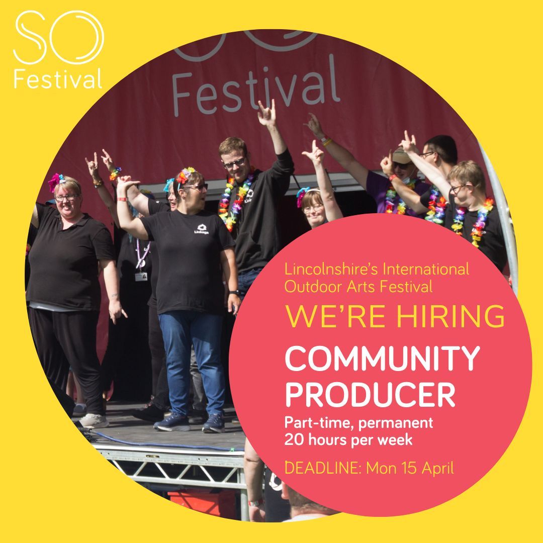 VACANCY: Community Producer- SO Festival Permanent, part-time, 20 hours per week. Salary £27,842 pro rata A key role in the small SO Festival team, part of the Magna Vitae Charitable Trust. Deadline to apply: Monday 15 April Find out more buff.ly/3xtvV5x