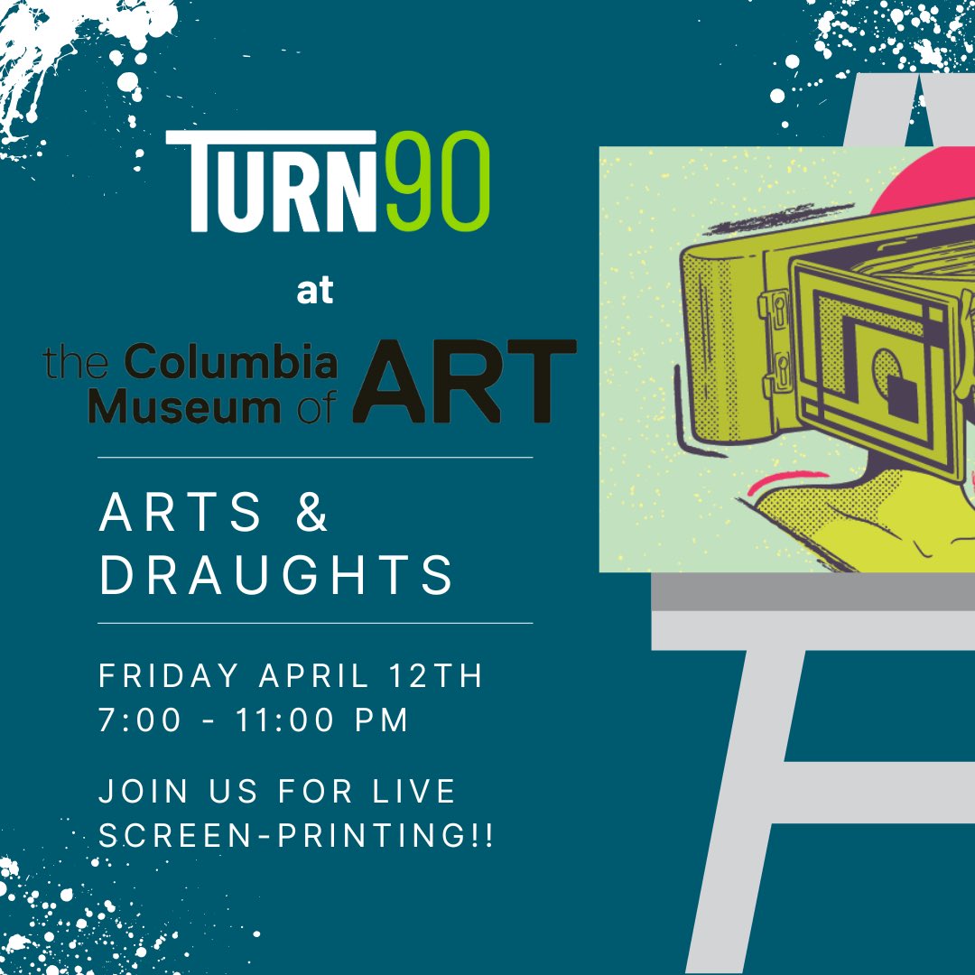We would love to see you tomorrow, April 12th, at the @colamuseum for their Arts &amp; Draughts event. We are so excited to be a part of the event, featuring our MOBILE SCREEN-PRINTER!! 🎟️Tickets are available at columbiamuseum.org