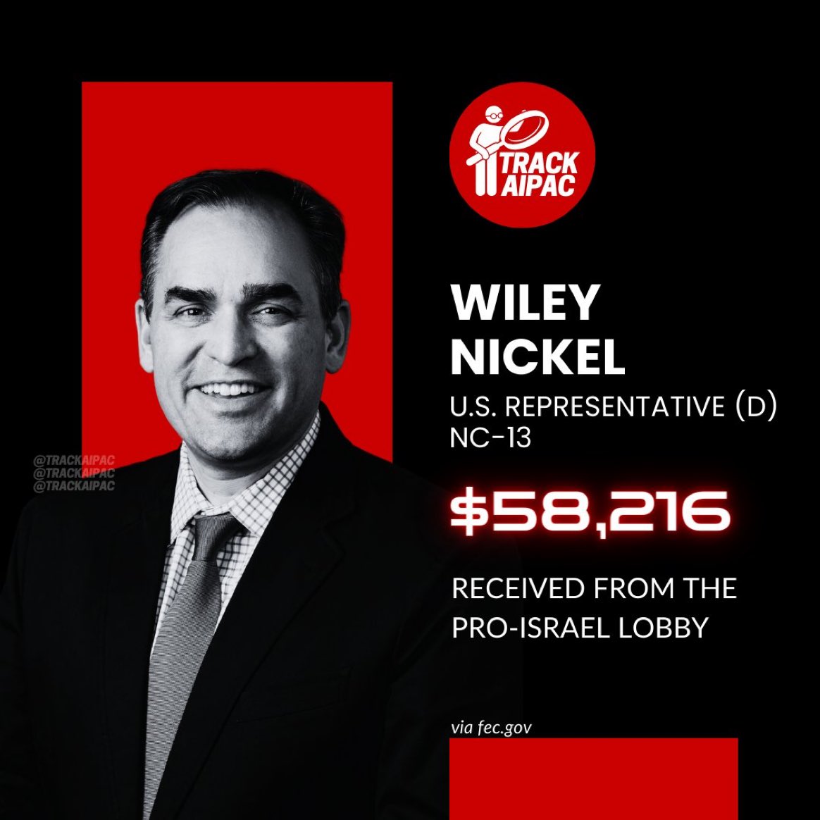 Wiley Nickel is an AIPAC Rep. #RejectAIPAC