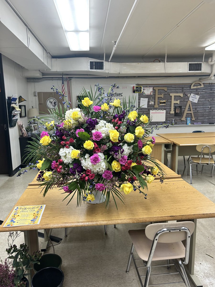 Ms. Appleby and our FFA team did not disappoint! I asked them to do our graduation flowers this year, and this is their mock up. Absolutely beautiful! 💙🦁💛