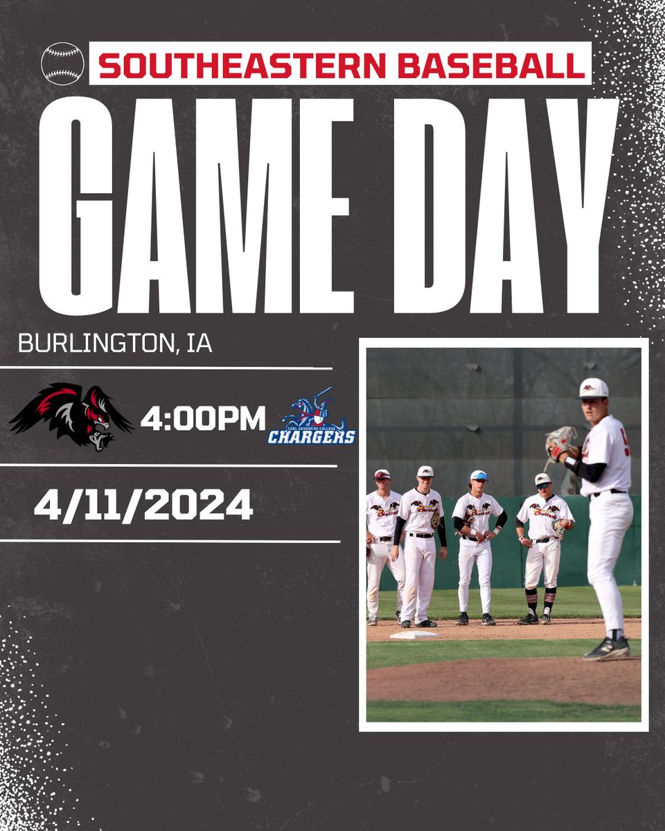 ⚾️Southeastern Baseball⚾️ 🗓️4/11/2024 📍Burlington, IA ⏰4:00PM ⚾️Southeastern vs. Carl Sandburg 📺 sccblackhawks.com/blueframe #SCCBlackhawks⚫️