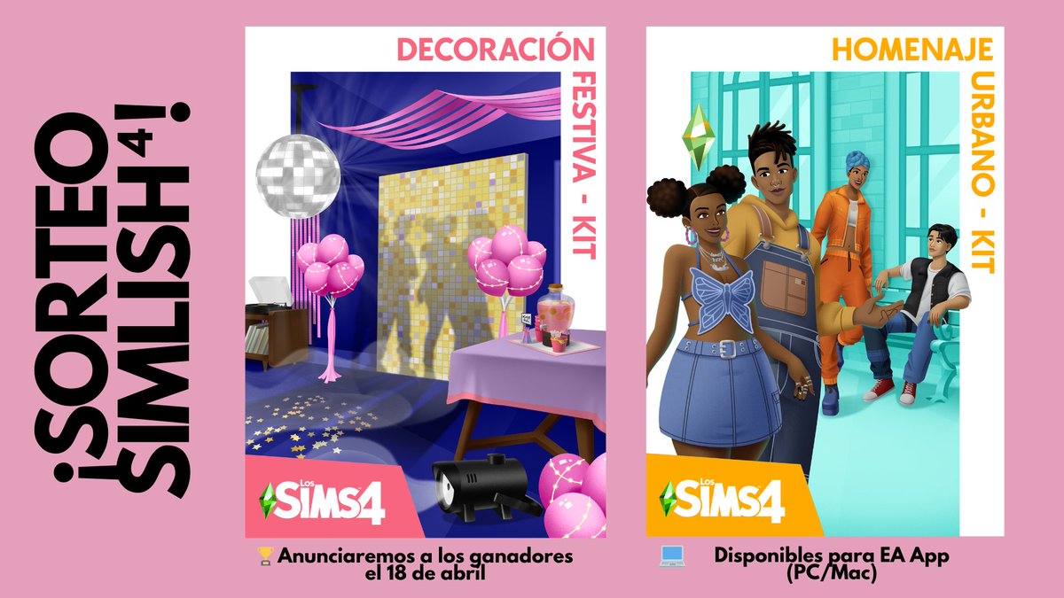 Simlish4's tweet image. 🚨SORTEO🚨⁣ ⁣
⁣ ⁣
#Simlish4 te da la oportunidad de ganar una copia de los kits de #LosSims4 #HomenajeUrbano y #DecoraciónFestiva. Sólo debes hacer lo siguiente:⁣ ⁣
⁣ ⁣
✅Seguirnos en Twitter⁣ ⁣
✅Dar RT a este Tweet⁣ ⁣
✅Comenta qué kit quieres ganar…