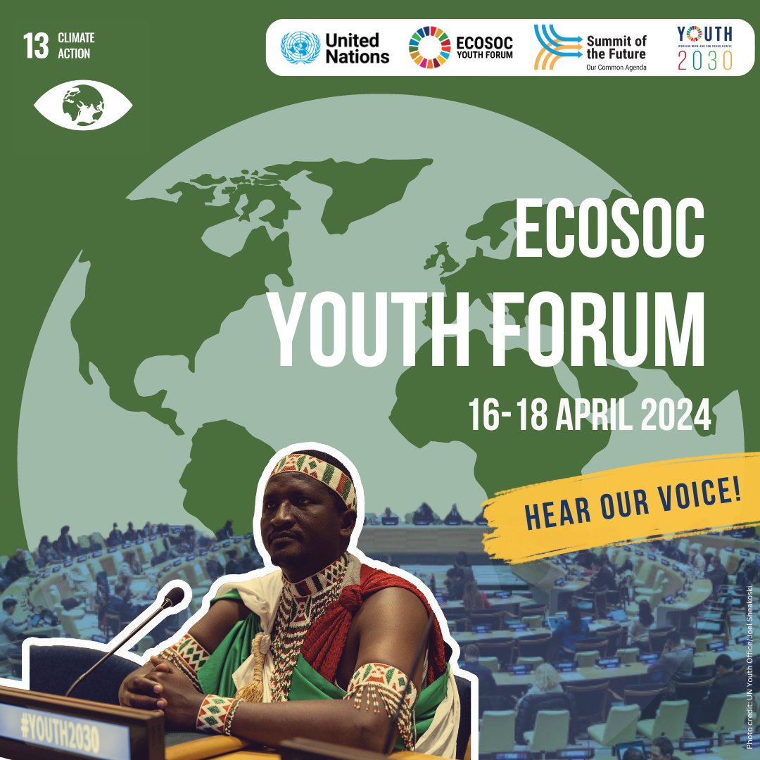 Although young people have contributed the least to climate change, they are disproportionately affected. 🌏 Their advocacy to accelerate the green transition serves as a model for us all. ✊ ➡️ See what they’re doing at the @UNECOSOC #Youth2030 Forum: bit.ly/EYF2024