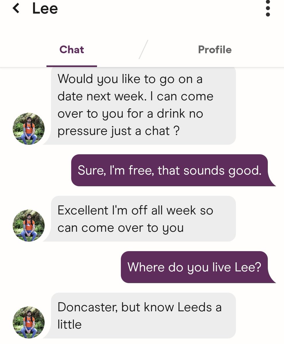 Hi @keeforelli, it appears someone is masquerading as you on the dating app Hinge. Lee from Doncaster, apparently. Thank cripes for reverse Google image search.