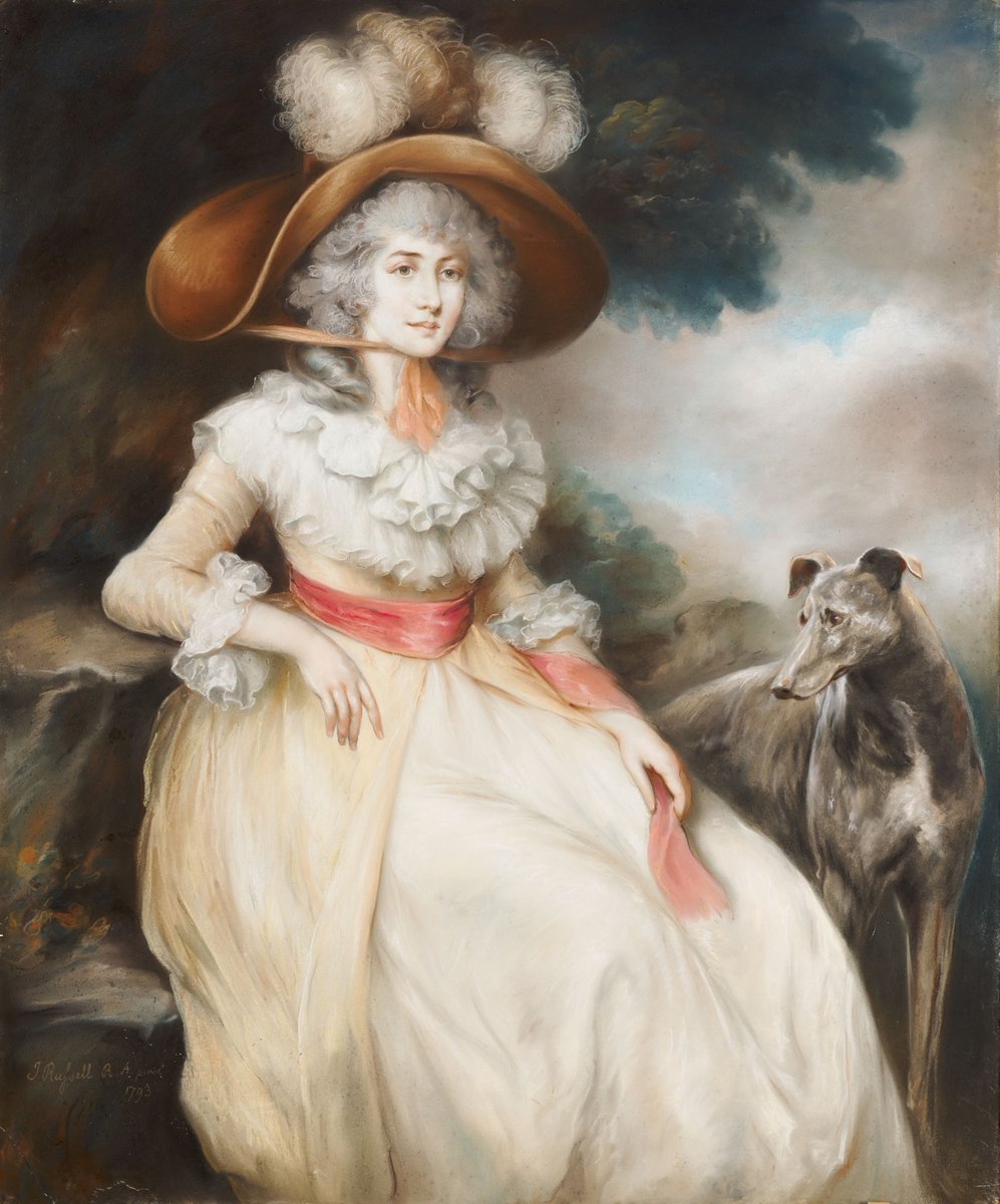 Portrait Of Miss Hannay with her Dog by John Russell, 1793. So frustrating we don't know the dog's name, but obviously a good boy / girl! #NationalPetDay