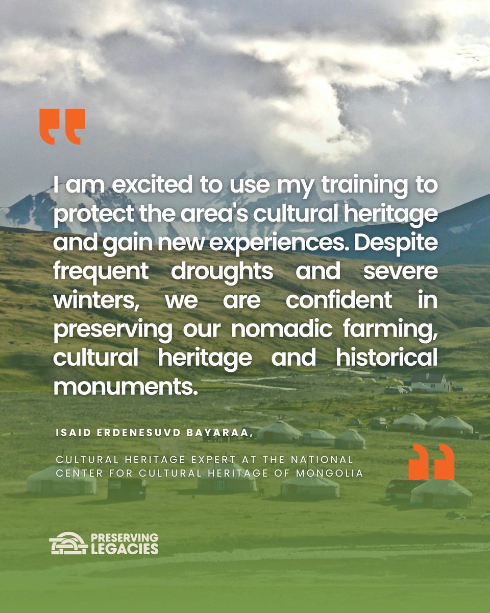 Commitment like Erdenesuvd Bayaraa's of the Historical and Cultural Heritage Sites of Kherlen River Valley is why we do what we do! #climatecustodians @ICOMOS @ClimateHeritage @InsideNat